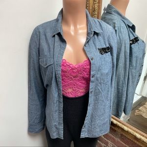 J CREW chambray button down w/ sequin front pocket